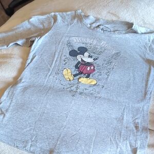Disney Gray Long Sleeve Mickey Mouse Tee